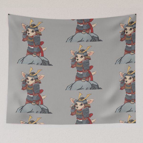 Item preview, Pocket-Sized Ronin - Chihuahua Woodcut Art designed and sold by UkiyoPets.