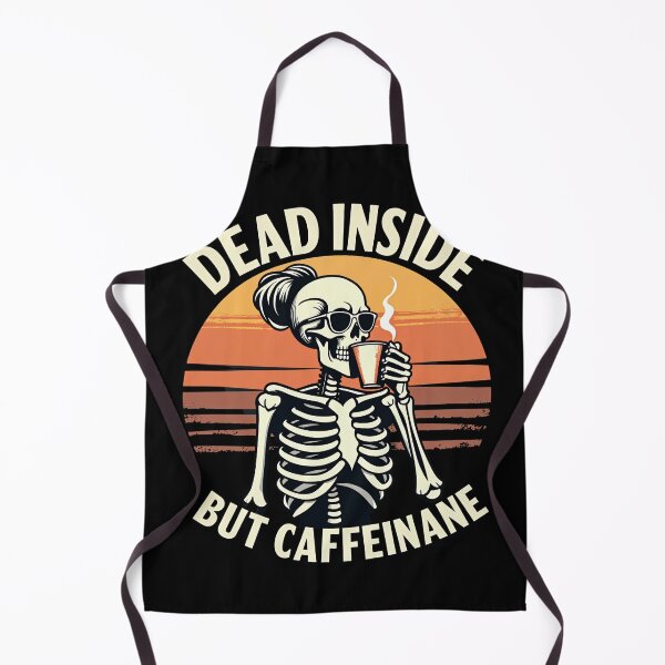 Item preview, Skeleton Coffee Sticker - Dead Inside But Caffeinated - Retro Sunset Caffeine Lover Art designed and sold by The Grumpy Pet Club.