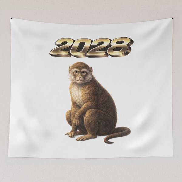 Item preview, 2028 Year of the Monkey Eastern Zodiac Intelligence Creativity Energy Design designed and sold by AlexLineArt.