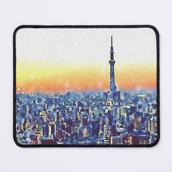 Item preview, Tokyo cityscape watercolor painting at sunset designed and sold by Genios123.