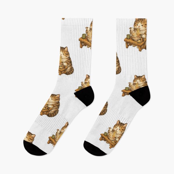 Item preview, Cat eating ramen noodles  designed and sold by chrysaioann.