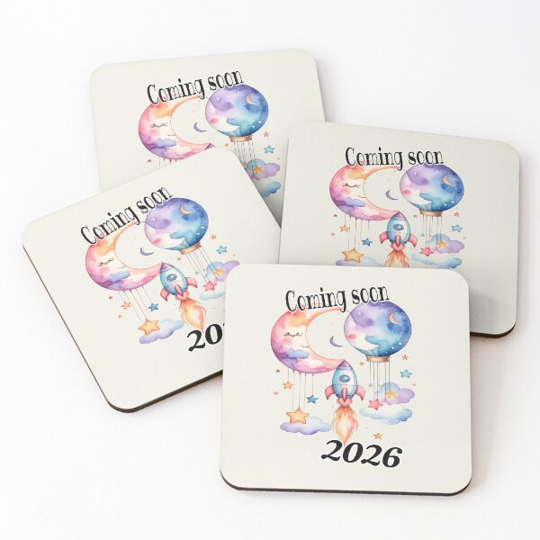 Item preview, Pregnancy announcement 2026 Hot air balloon watercolor designed and sold by LiskoDesign.