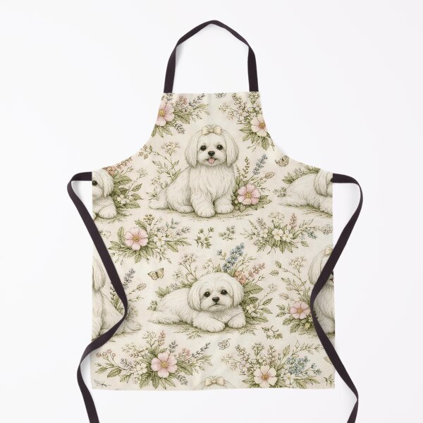 Item preview, Sweet Maltese in a floral pattern designed and sold by wenomstore.