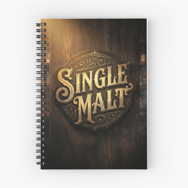 Aperçu de l'œuvre Panneau Single Malt Vintage Gold sur bois rustique | Décoration de bar à whisky créée et vendue par OneLineBar.