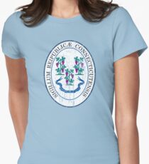 CONNECTICUT STATE SEAL - POPULAR DISTRESSED STATE DESIGN WITH CONNECTICUT STATE SEAL Women's Fitted T-Shirt