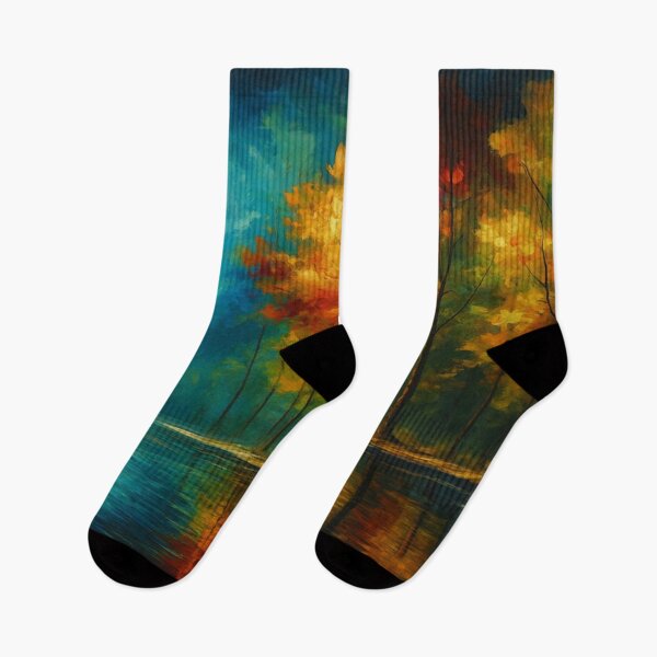 Item preview, Moonlit Harmony - Colorful Trees Over Tranquil Waters designed and sold by Joey Santiago.