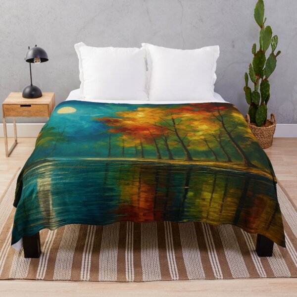 Item preview, Moonlit Harmony - Colorful Trees Over Tranquil Waters designed and sold by Joey Santiago.