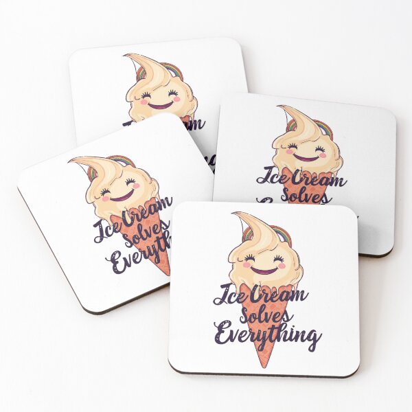 Item preview, ce Cream Solves Everything Cute Smiling Ice Cream Illustration designed and sold by ULTIMATE CREATIONS.