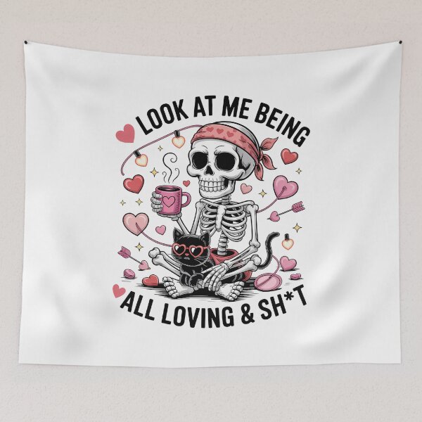 Item preview, Skeleton With Cat and Coffee designed and sold by GamerGearTees.