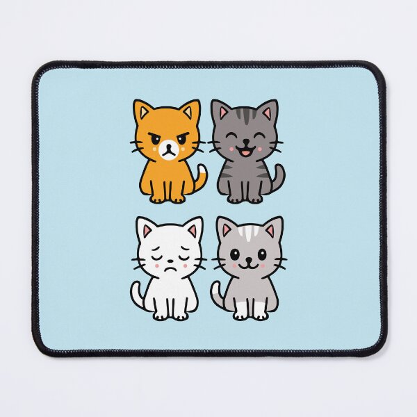 Item preview, Cute kittens. Kawaii cat cartoon characters, funny happy pets. White, black and red doodle baby cats. Vector isolated set. Four Expressive Emotion Feline Faces designed and sold by AtonuHaque.