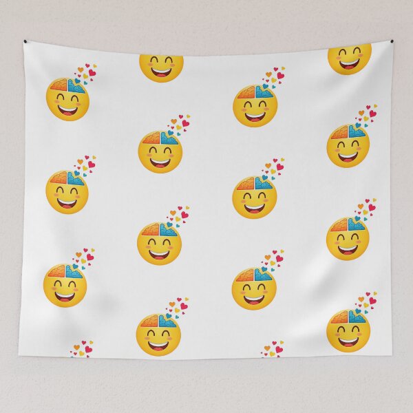 Item preview, Emoji releasing many hearts from the brain designed and sold by PrintLabStudio.
