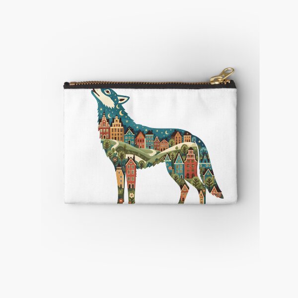 Item preview, Wolf Silhouette with Gamla Stan Townscape – Scandinavian Folk Art by heidiannemorris © designed and sold by FOLK ART FUSION.