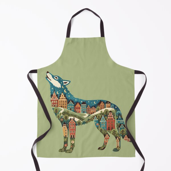 Item preview, Wolf Silhouette with Gamla Stan Townscape – Scandinavian Folk Art by heidiannemorris © designed and sold by FOLK ART FUSION by heidiannemorris.