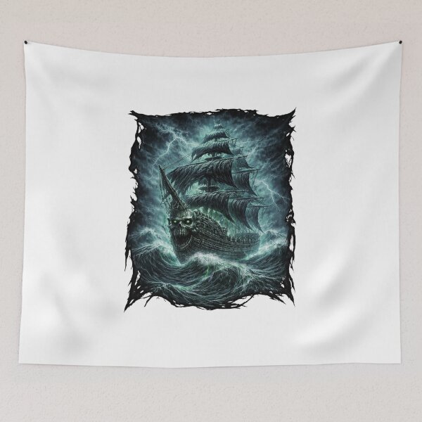 Item preview, Ghost Pirate Ship – Haunted Ocean Storm Fantasy Art designed and sold by Fleeds.