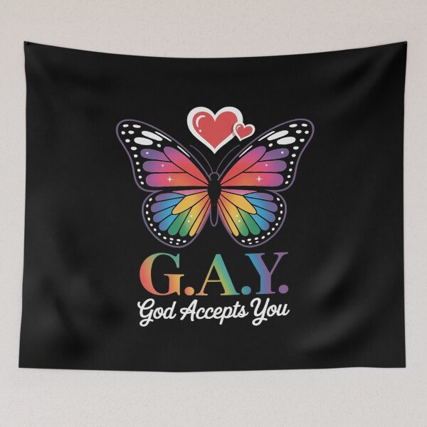 Item preview, God Accepts You Butterfly Rainbow LGBTQ Gay Pride Awareness designed and sold by FadeOfThrone.