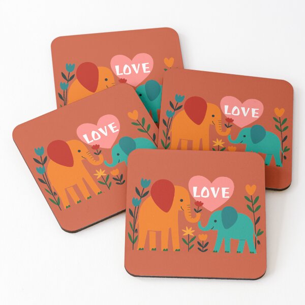 Item preview, Mid-century Modern Love Elephants designed and sold by Ghost on Toast.