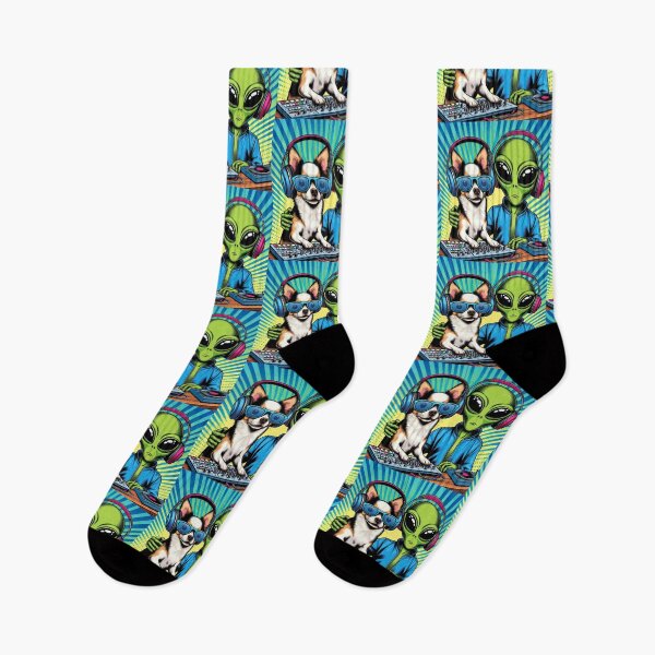 Item preview, cute chihuahua dog and alien electronic music listening designed and sold by Dogandesighn.