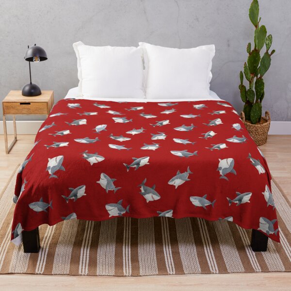 Item preview, Tossed Watercolor Sharks on Red designed and sold by KSimpson838.