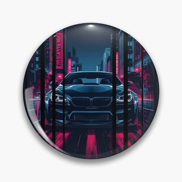 Item preview, B.W M6 sideways cyberpunk neon city, high contrast colors, cinematic lighting, bold vector illustration 11 designed and sold by Neon G.