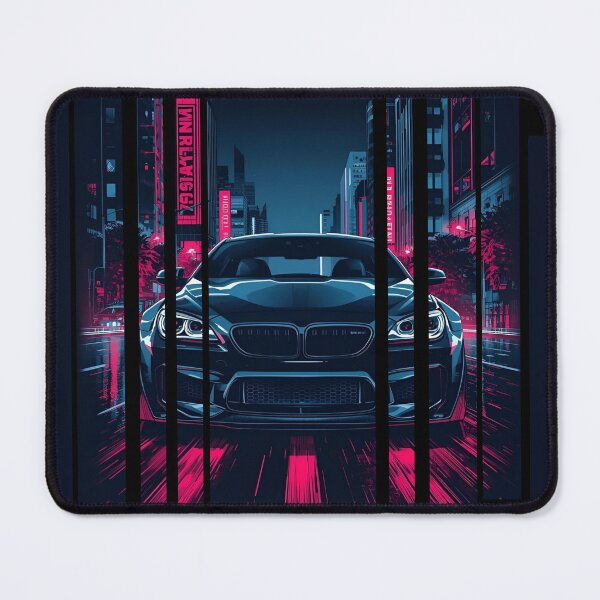 Item preview, B.W M6 sideways cyberpunk neon city, high contrast colors, cinematic lighting, bold vector illustration 11 designed and sold by Neon G.
