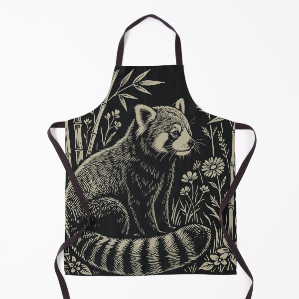 Aperçu de l'œuvre Panda roux, linogravure style folklore vintage, Forestcore créée et vendue par Y-Vibes.