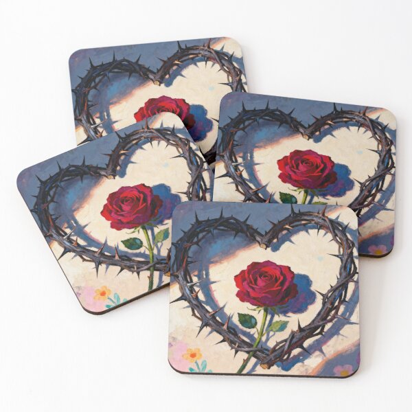 Item preview, Love Through Thorns - Gothic Red Rose Heart Art designed and sold by HappySproutArt.