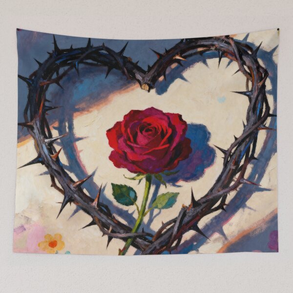 Item preview, Love Through Thorns - Gothic Red Rose Heart Art designed and sold by HappySproutArt.