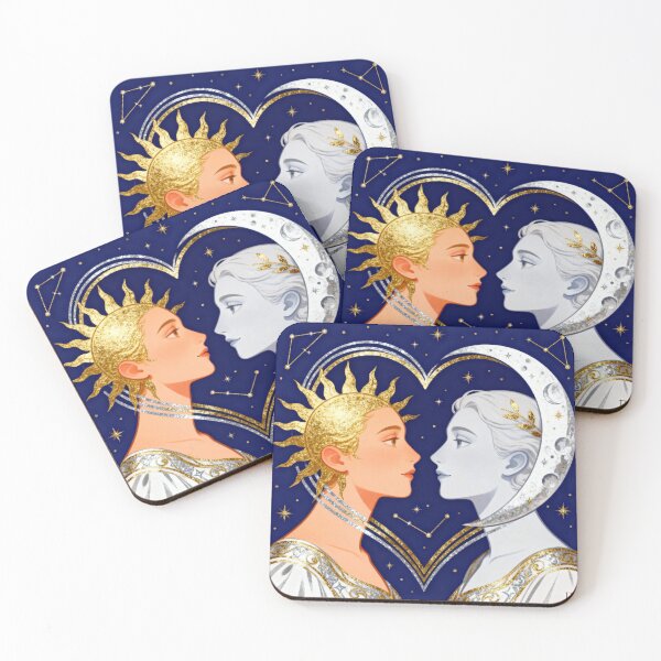 Item preview, Celestial Soulmates - Sun and Moon Eternal Cosmic Love designed and sold by HappySproutArt.