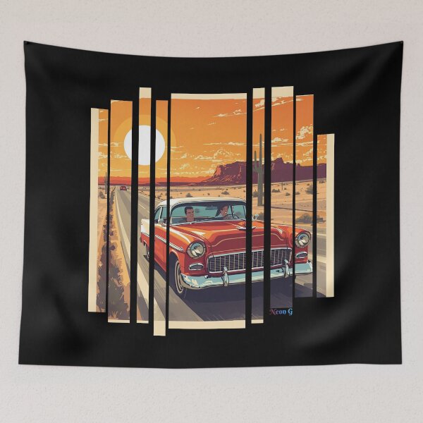 Item preview, Chevy Bel Air 1955, 50s pastel palette, chrome shine, mid-century 2 designed and sold by Neon G.