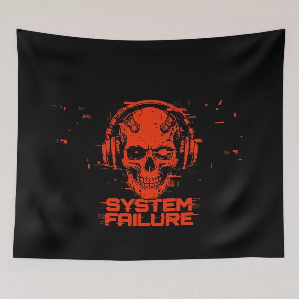Item preview, Red Cyberpunk Glitch Skull System Failure designed and sold by MarCinu Art.