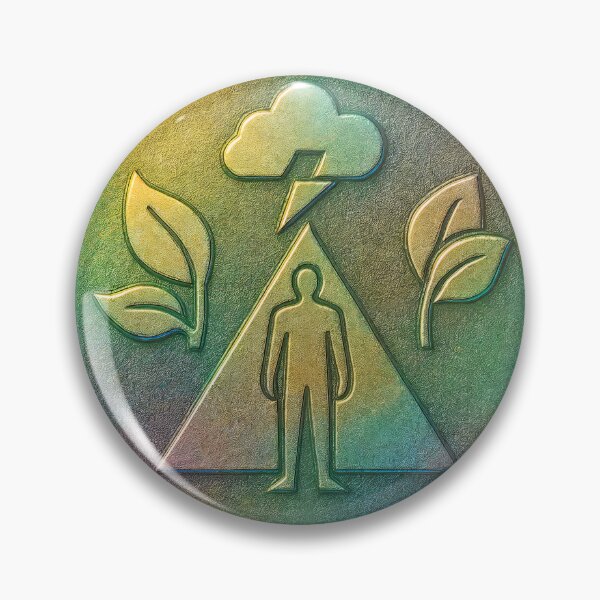 Item preview, Metallic coin with human, mountain, leaves, and lightning emblem designed and sold by Creative88Art.