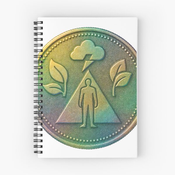 Item preview, Metallic coin with human, mountain, leaves, and lightning emblem designed and sold by Creative88Art.