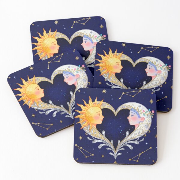 Item preview, Celestial Soulmates - Sun and Moon Eternal Heart Love designed and sold by HappySproutArt.