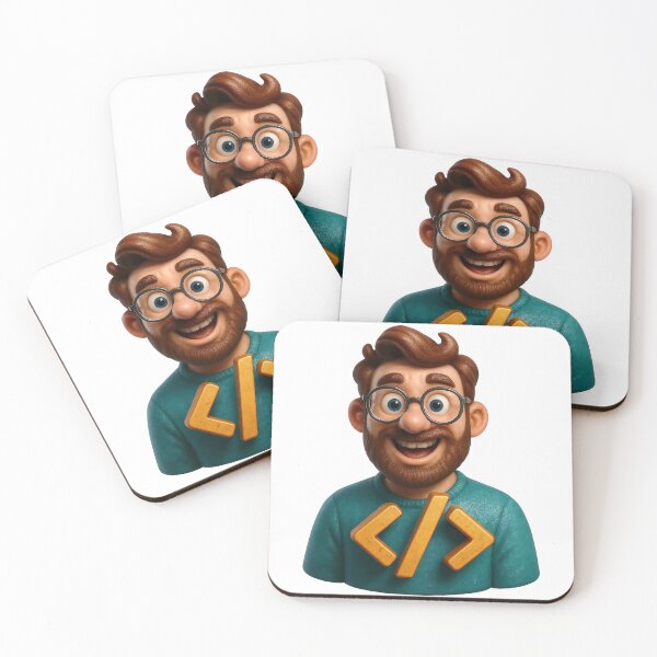 Item preview, 3D cartoon bust of a bearded man with glasses and code brackets designed and sold by Creative88Art.