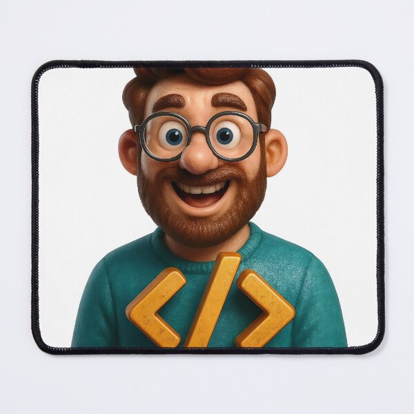 Item preview, 3D cartoon bust of a bearded man with glasses and code brackets designed and sold by Creative88Art.