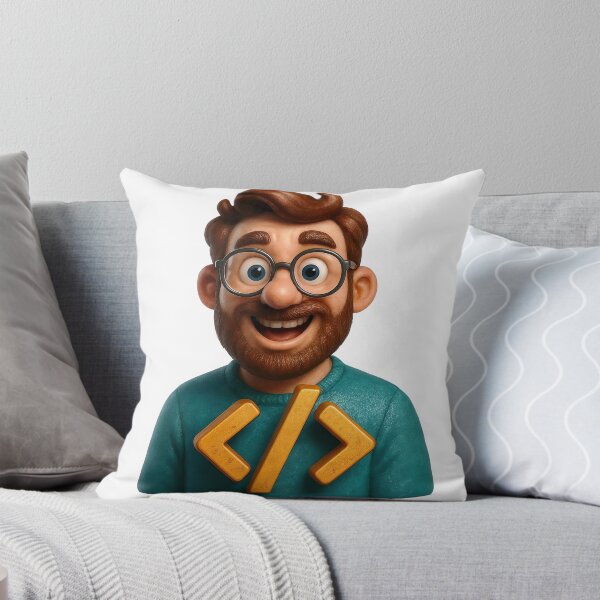 Item preview, 3D cartoon bust of a bearded man with glasses and code brackets designed and sold by Creative88Art.