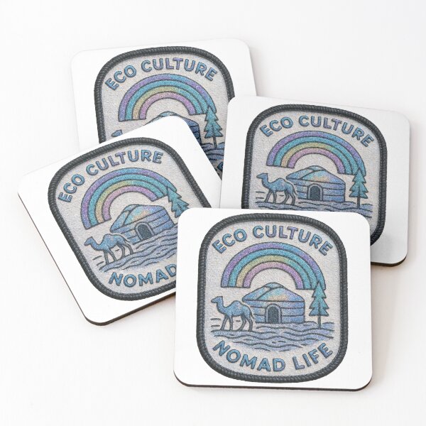 Item preview, Embroidered ECO CULTURE NOMAD LIFE badge with camel and rainbow designed and sold by Creative88Art.