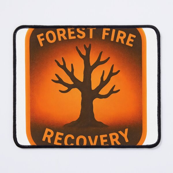 Item preview, Square badge with charred tree silhouette and forest fire recovery text designed and sold by Creative88Art.