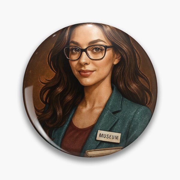 Item preview, Portrait of museum professional with badge and book, bronze backdrop designed and sold by Creative88Art.