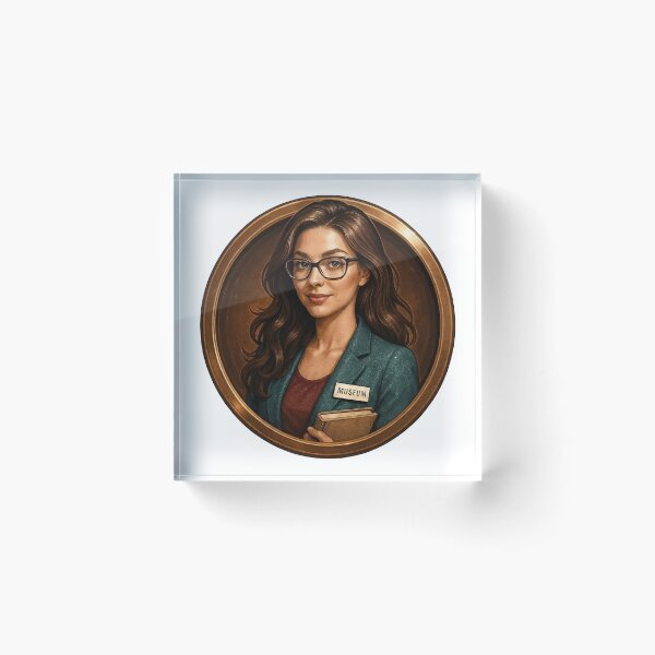 Item preview, Portrait of museum professional with badge and book, bronze backdrop designed and sold by Creative88Art.