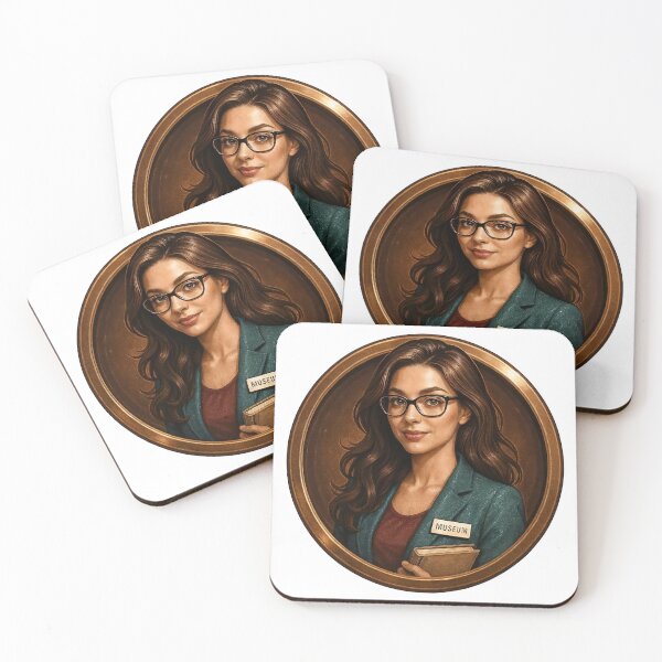 Item preview, Portrait of museum professional with badge and book, bronze backdrop designed and sold by Creative88Art.