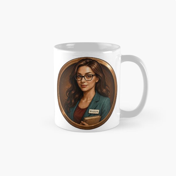 Item preview, Portrait of museum professional with badge and book, bronze backdrop designed and sold by Creative88Art.