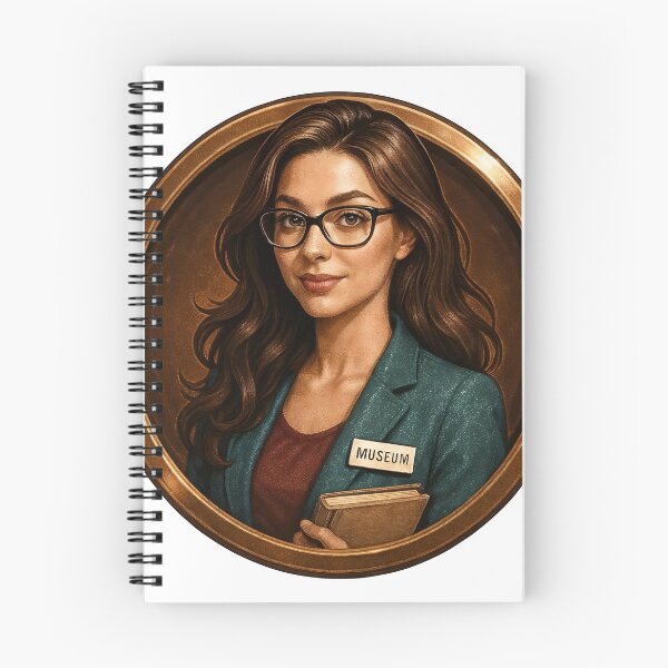 Item preview, Portrait of museum professional with badge and book, bronze backdrop designed and sold by Creative88Art.