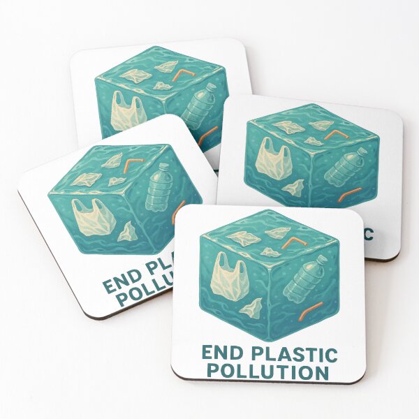 Item preview, Translucent teal water cube with plastic debris on black background designed and sold by Creative88Art.
