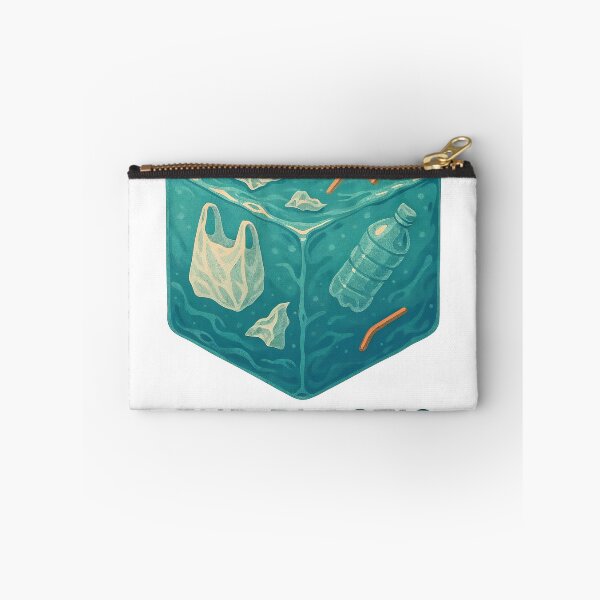 Item preview, Translucent teal water cube with plastic debris on black background designed and sold by Creative88Art.