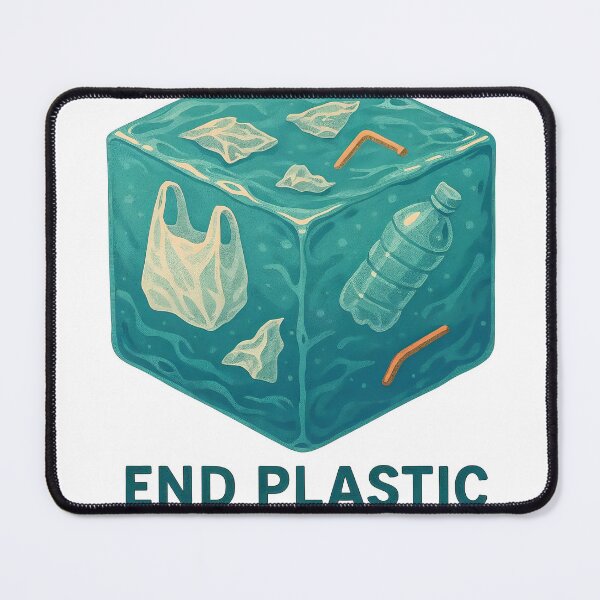 Item preview, Translucent teal water cube with plastic debris on black background designed and sold by Creative88Art.