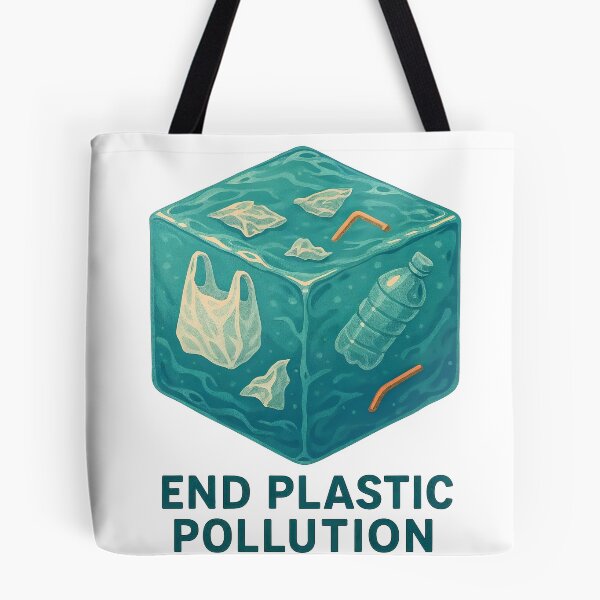 Item preview, Translucent teal water cube with plastic debris on black background designed and sold by Creative88Art.