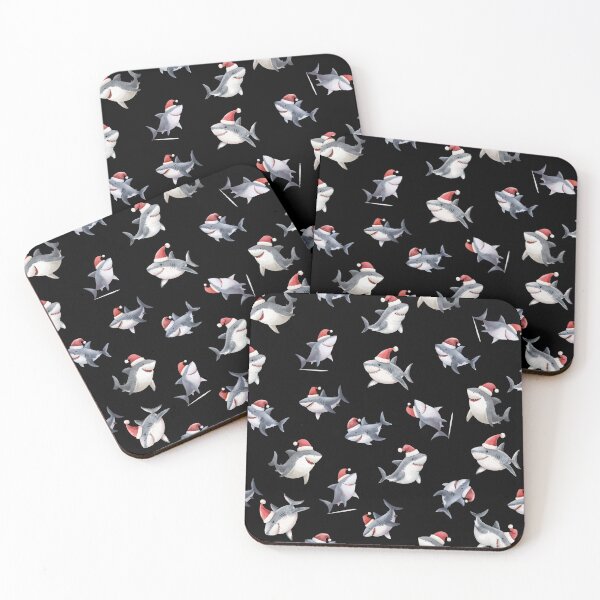 Item preview, Tossed Christmas Sharks on Black designed and sold by KSimpson838.