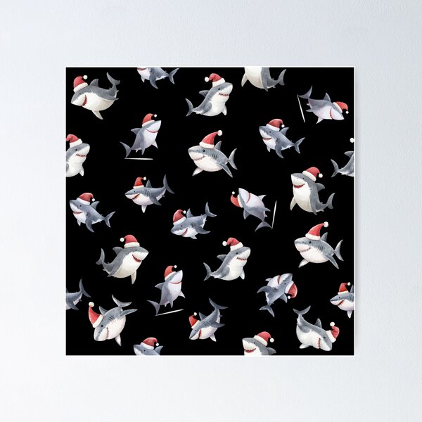 Item preview, Tossed Christmas Sharks on Black designed and sold by KSimpson838.