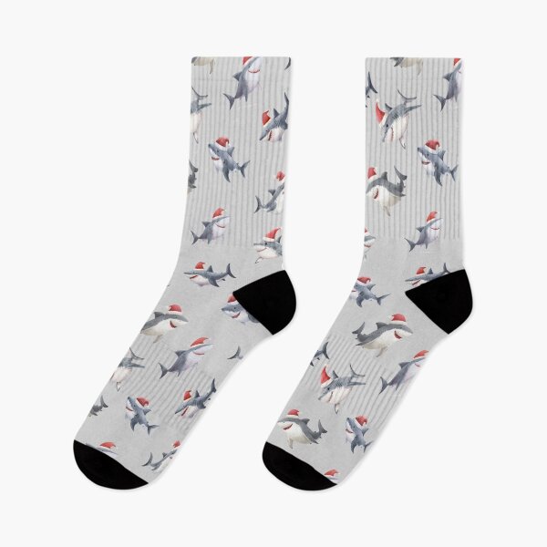 Item preview, Tossed Christmas Sharks on Light Gray designed and sold by KSimpson838.